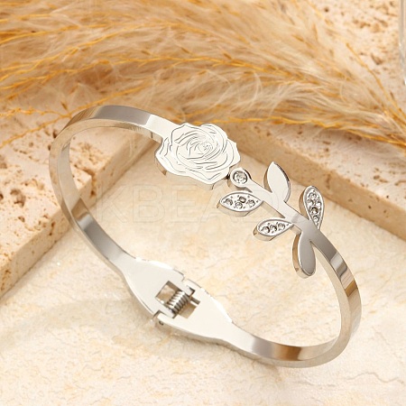 304 Stainless Steel Micro Pave Rhinestone Hinged Bangles for Women BJEW-E113-03P-1