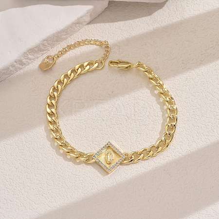 Virgin Marry Theme Brass Micro Pave Clear Cubic Zirconia Link Bracelets SO7559-2-1