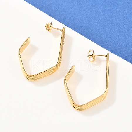 304 Stainless Steel Polygon Stud Earrings EJEW-P324-12G-1