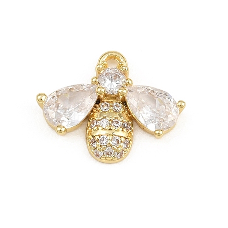 Brass Micro Pave Clear Cubic Zirconia Charms CU-CBAD306-07G-1