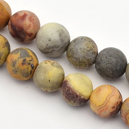 Frosted Round Natural Crazy Lace Agate Beads Strands G-E302-103-8mm-1