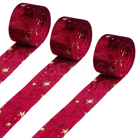 3M Double Sided Star Gold Stamping Flannelette Ribbons for Sewing Craft SRIB-GF0001-55A-1