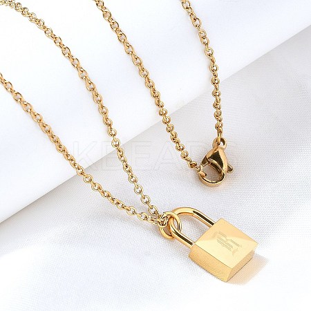 304 Stainless Steel Rolo Chain Pendant Necklaces NJEW-S444-01G-18-1
