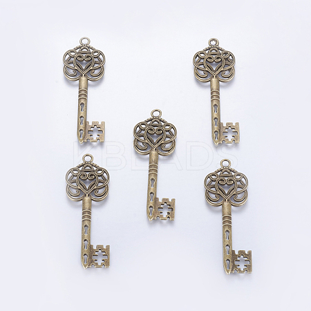 Tibetan Style Alloy Big Skeleton Key Pendants MLF9750Y-NF-1