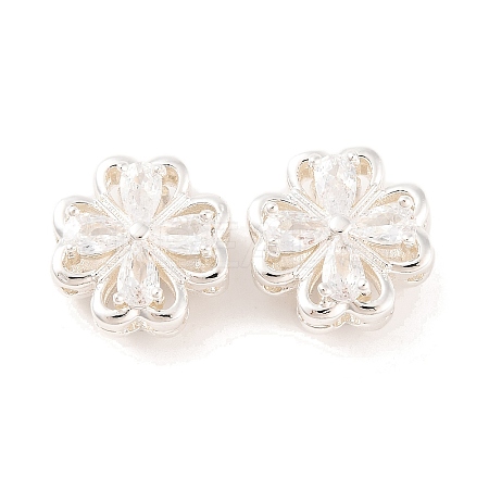 Brass Micro Pave Clear Cubic Zirconia Beads KK-S389-21S-1