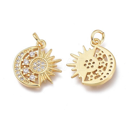 Brass Micro Pave Clear Cubic Zirconia Pendants ZIRC-Q023-09G-1