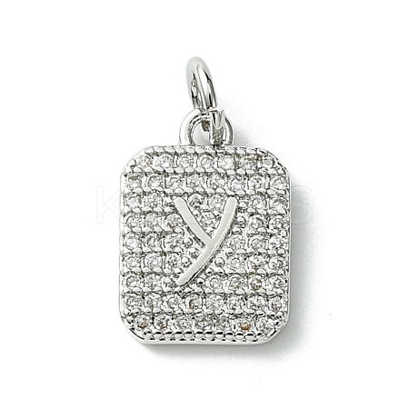 Rack Plating Brass Micro Pave Clear Cubic Zirconia Charms KK-G501-01Y-P-1