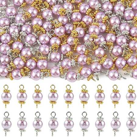 96Pcs 2 Style Glass Pearl Connector Charms PALLOY-FS00064-1