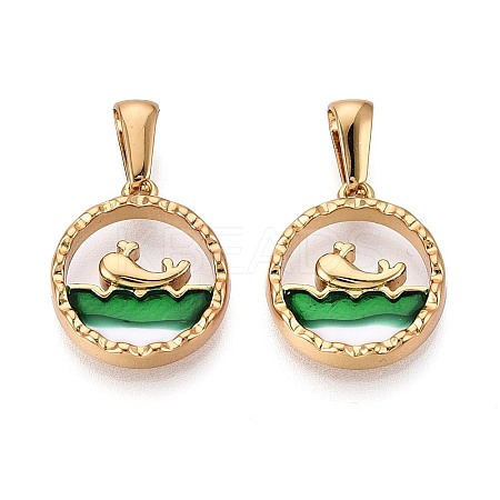 304 Stainless Steel & Enamel Pendants STAS-T072-75B-G-1