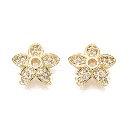 Brass Micro Pave Clear Cubic Zirconia Bead Caps KK-Q071-05G-02-1