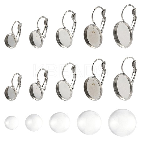 25Pcs 5 Styles 304 Stainless Steel Leverback Earring Settings STAS-FS0002-10-1