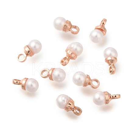 Brass ABS Imitation Pearl Pendants KK-B121-01RG-1