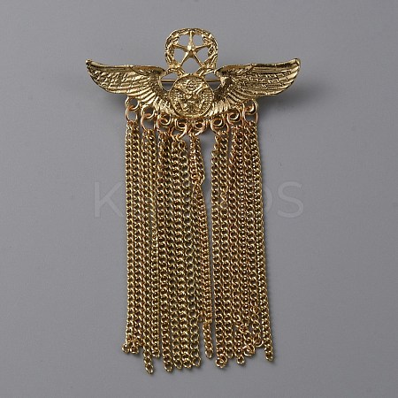 Alloy Eagle Wing with Pentagram Brooch Pin JEWB-WH0030-13C-G-1