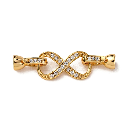 Brass Micro Pave Clear Cubic Zirconia Fold Over Clasps KK-Z121-28G-1
