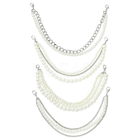 4Pcs 4 Styles Zinc Alloy and ABS Pearl Chains FIND-CJ0004-48-1
