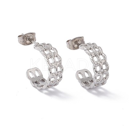 Non-Tarnish 304 Stainless Steel Curb Chains Wrap Stud Earrings LS-EJEW-G314-03B-P-1