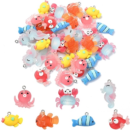 35Pcs 7 Styles Ocean Theme Resin Pendants RESI-YW0001-68-1