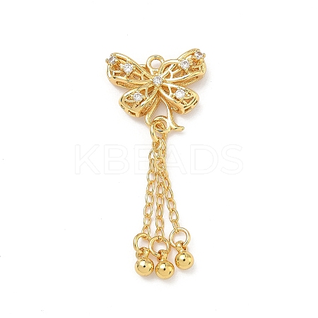 Brass Micro Pave Clear Cubic Zirconia Pendants KK-D228-02G-02-1