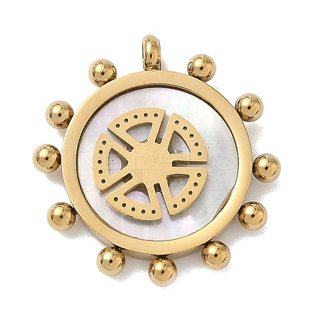 304 Stainless Steel with Synthetic Shell Pendants STAS-G374-02G-1