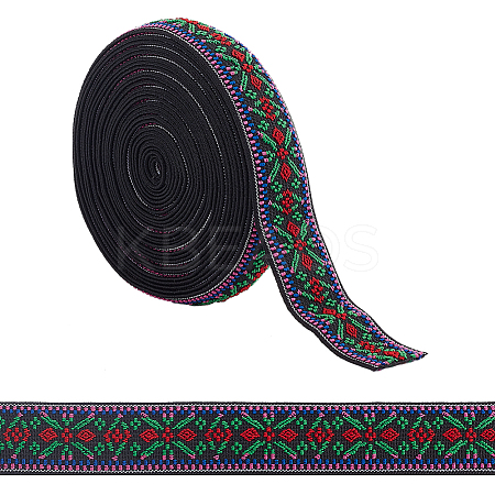 5 Yards Ethnic Style Embroidery Flat Polyester Elastic Cord/Band OCOR-BC0005-15B-1