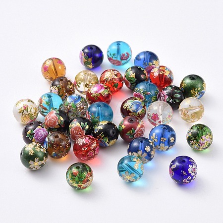 Printed Glass Beads GLAA-E414-01-12mm-1