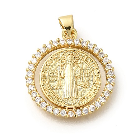 Rack Plating Brass with Cubic Zirconia Pendants KK-Z086-33G-04-1