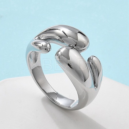 304 Stainless Steel Cuff Rings for Women RJEW-A063-01F-P-1