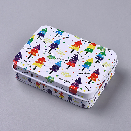 Tree Pattern Tinplate Empty Boxes CON-WH0073-15H-1