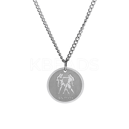 Non-Tarnish 304 Stainless Steel 12 Constellation Pendant Necklaces for Sweater FZ0908-4-1