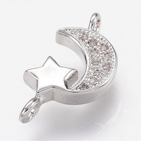 Brass Micro Pave Cubic Zirconia Links ZIRC-G098-71P-1
