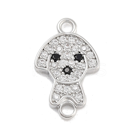 Brass Pave Clear & Black Cubic Zirconia Pet Puppy Connector Charms KK-Z061-01P-02-1
