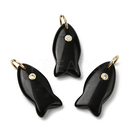 Natural Obsidian Pendants X-G-A297-01G-09-1