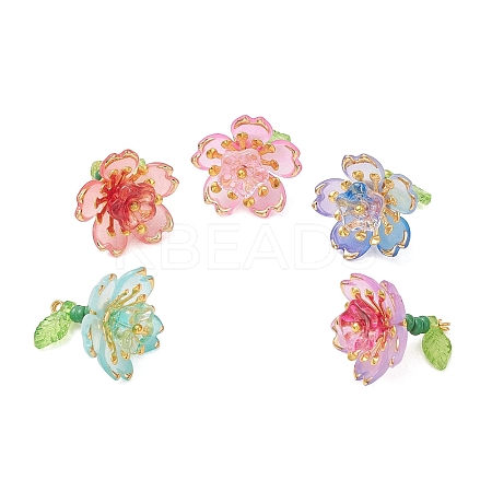 Acrylic & Glass Seed Beaded Pendants PALLOY-MZ01316-1