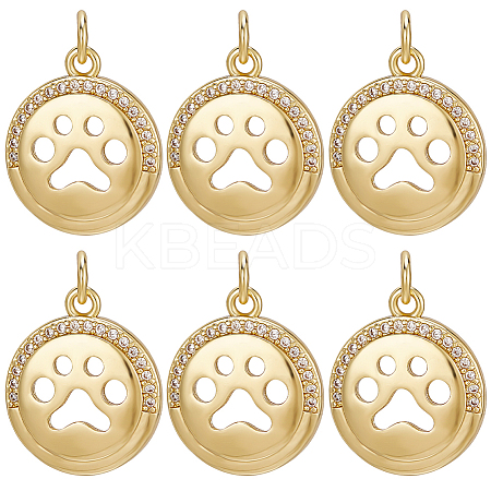 10Pcs Brass Micro Pave Cubic Zirconia Pendants KK-BBC0010-78-1