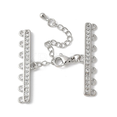 Brass Clear Cubic Zirconia Chain Extender KK-F893-10P-1