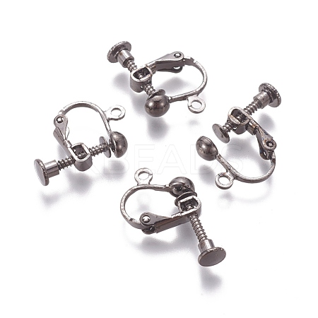 Rack Plated Brass Screw Clip-on Earring Findings KK-P169-04B-1
