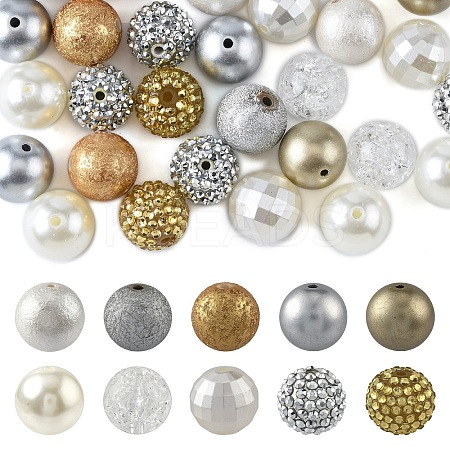 50Pcs 10 Styles Transparent Resin Rhinestone Graduated Beads RESI-YW0004-41-1