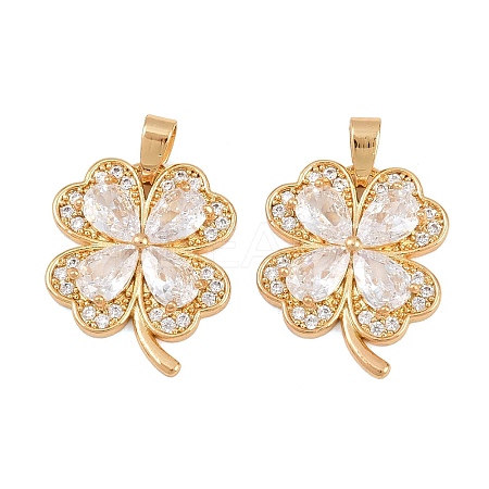 Brass Micro Pave Clear Cubic Zirconia Pendants KK-G552-06G-1