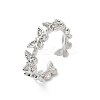 Butterfly Clear Cubic Zirconia Cuff Rings RJEW-G337-15P-4