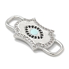 Rack Plating Brass Micro Pave Clear & Black Cubic Zirconia Eye Mask Connector Charms KK-L224-066P-2