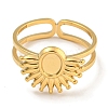 Ion Plating(IP) 304 Stainless Steel Sun Open Cuff Ring Components RJEW-A043-01G-2