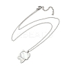 304 Stainless Steel Pave Natural White Shell Cute Cat Shaped Pendant Necklaces for Women NJEW-F339-01P-2