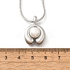 304 Stainless Steel Pave Shell Pearl Flat Round Pendant Necklaces for Women NJEW-U031-02P-3