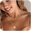 3Pcs Brass Disc Pendant 3 Layer Necklaces for Women FS-WG7502D-04-2