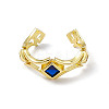 Cubic Zirconia Rhombus Open Cuff Ring RJEW-P079-08G-02-2