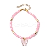 Butterfly Alloy Acrylic Charm Bracelets BJEW-JB10487-02-1