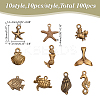 100Pcs 10 Styles Ocean Series Tibetan Style Alloy Pendants FIND-AR0005-86-2