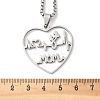 Mother's Day 201 Stainless Steel Hollow Cut Mom Love Heart Pendant Necklaces NJEW-H065-24P-3