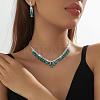 Alloy Rhinestone Teardrop Tassel Necklaces & Stud Earrings Sets FS-WG9D3B7-02-1