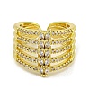 Brass Micro Pave Cubic Zirconia Cuff Rings for Women RJEW-E294-04G-03-2